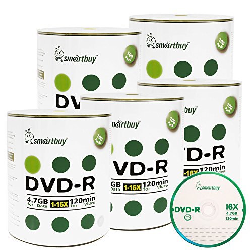 Smartbuy 500-disc 4.7gb/120min 16x DVD-R Logo Top Blank Data Recordable Media Disc