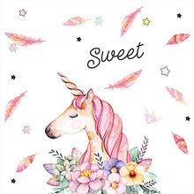 Load image into Gallery viewer, Baocicco 6.5x6.5ft Photography Background Unicorn Birthday Party Photo Backdrop Background Watercolor Flowers Falling Feathers Sweet Baby Shower Unicorn Head Sweet Pink Girls Photo Portrait Studio
