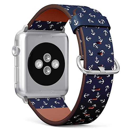 Compatible with Big Apple Watch 42mm, 44mm, 45mm (All Series) Leather Watch Wrist Band Strap Bracelet with Adapters (Anchors)