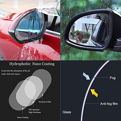 HiYi Car Rearview Mirror Film, Anti-Fog Anti-Glare Anti-Scratch Rainproof Rearview Mirror Film Clear Nano 2pcs Oval 10x13.5cm Bus Mirror Film Cover Auto Protective Membrane Window Exterior Mirrors