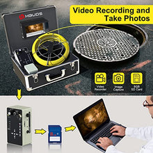 Load image into Gallery viewer, Pipe Pipeline Inspection Camera, Drain Sewer Industrial Endoscope HBUDS Waterproof IP68 Snake Video System with 7 Inch LCD Monitor 1000TVL Camera (7D1-100ft Cable with DVR)
