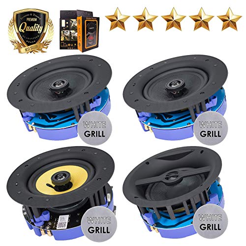 Package: Gravity Premium 6.5 800 Watts Combine with Flush Mount in-Wall in-Ceiling 2-Way Universal Home Speaker Stereo System (4 Speakers Included) - Work with Bluetooth