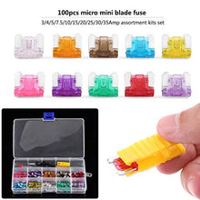 Load image into Gallery viewer, Acouto 100PCS 3A-35A Assortment Micro Mini Blade Fuse Set with Electrical Test Pen and Clip for Car Auto Truck SUV
