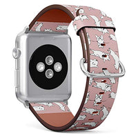 Compatible with Small Apple Watch 38mm, 40mm, 41mm (All Series) Leather Watch Wrist Band Strap Bracelet with Adapters (Happy Dogs Group French Bulldog)