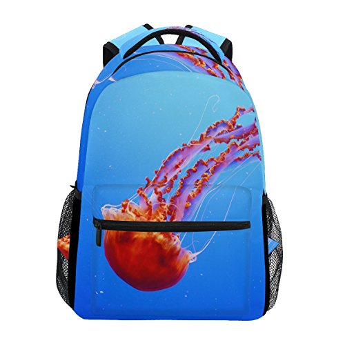 TropicalLife Ocean Sea Animal Jellyfish Underwater Backpacks Bookbag Shoulder Backpack Hiking Travel Daypack Casual Bags