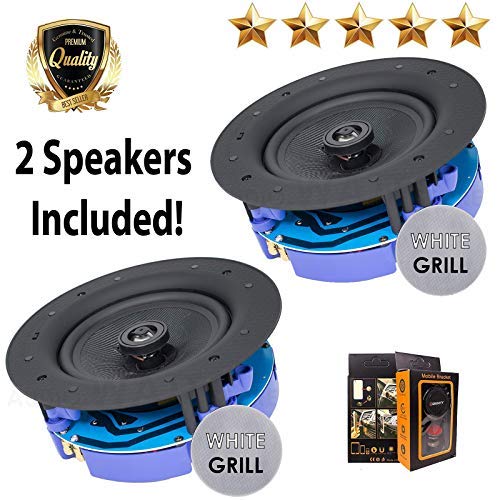 Package: Gravity Premium SG-6Hi 6.5 400 Watts Flush Mount in-Wall in-Ceiling 2-Way Universal Home Speaker System with PP Cone Titanium Tweeter Stereo Sound (2 Speakers Included)