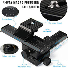 Load image into Gallery viewer, EXMAX Pro 4 Way Macro Focusing Focus Rail Slider Shooting for Digital SLR Camera and DC with Standard 1/4&quot; Screw Hole
