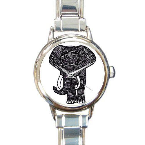 Novelty Gift Aztec Elephant Round Italian Charm stainless steel Watch