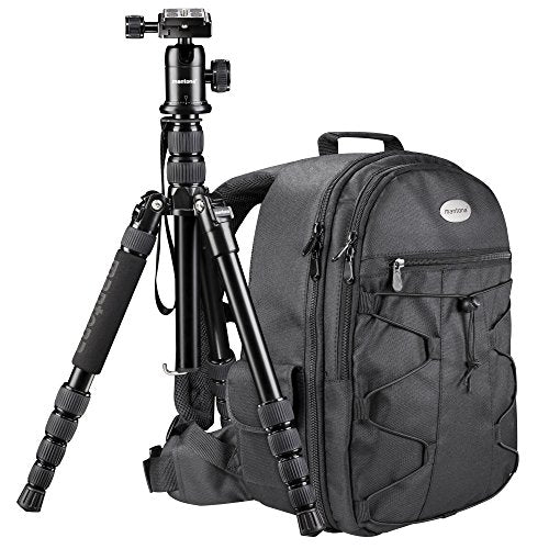 Matona Travel Set with Azurit SLR Camera Backpack and DSLM Travel Tripod with Ball Head and Integrated Monopod