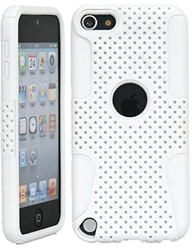 iPod Touch, iSee Case (TM) Slim Fit Hybrid Perforated Mesh Full Cover Cas for Apple iPod Touch 6 6th Generation/5 5th Generation (it6-Perforated White on White)