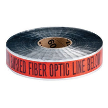 Load image into Gallery viewer, Brady 91606, 2&quot;x1000&#39; Foil Detectable Warning Tape w/Legend: Fiber Optic Line Below, 1 Roll
