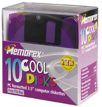 Load image into Gallery viewer, Memorex MF2HD 3.5&quot; PC-Formatted High-Density Floppy Disks with File Box (Colors, 10-Pack) (Discontinued by Manufacturer)

