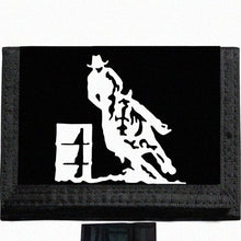 Load image into Gallery viewer, Barrel Horse Racer Black TriFold Nylon Wallet Great Gift Idea
