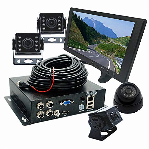 WeniChen 4 Channel 1080P HDVR Kit for Vehicle Bus Truck Trailer - 4CH Hard Disk Video Recorder + 4X 720P Front Side Rear View Cameras + 10.1
