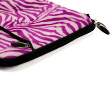 Load image into Gallery viewer, Magenta Zebra Print Fur Sleeve Cover Polyester Fur Design Cover Sleeve Carrying Case with Front Accessory Pocket, Fits Anywhere, for Asus ASUSPRO P Essential P55VA 15.6 inch Laptop
