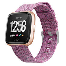 Load image into Gallery viewer, Compatible Fitbit Versa Bands, Woven Canvas Strap Quick Release Replacement Watch Band Wristband Bracelet Accessories Fit Fitbit Versa Smart Watch Women Man (Purple, Small)
