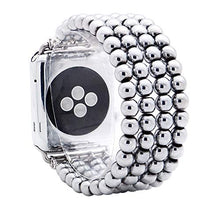 Load image into Gallery viewer, KAI Top Compatible with Apple Watch Band 38mm 40mm 41mm for Women Girls, 6mm Handmade Hematite Beaded Elastic Replacement Stretch Bracelet Band Compatible with iWatch Ultra SE Series 8 7 6 5 4 3 2 1
