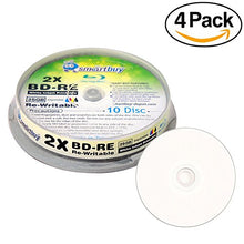 Load image into Gallery viewer, 40 Pack Smartbuy 2X 25GB Blue Blu-ray BD-RE Rewritable White Inkjet Hub Printable Blank Bluray Disc
