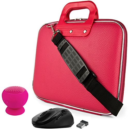 Pink Laptop Carrying Case Shoulder Bag, Mouse, Speaker for Samsung ChromeBook, Galaxy Book 11
