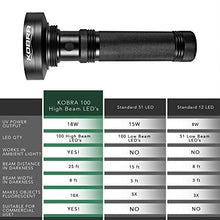 Load image into Gallery viewer, KOBRA UV Black Light Flashlight 100 LED #1 Best UV Light and Blacklight For Home &amp; Hotel Inspection, Pet Urine &amp; Stains - Ultra Intensity 18W 385-395nm LEDs Spot Counterfeit Money, Leaks, Scorpions!
