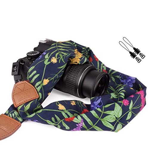 Elvam Universal Men and Women Scarf Camera Strap Belt Compatible with DSLR, SLR, Instant,Digital Camera - (Purple Flower)