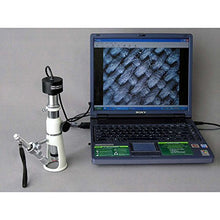 Load image into Gallery viewer, AmScope H2510-5M Digital Handheld Stand Measuring Microscope, 20x/50x/100x Magnification, 17mm Field of View, Includes Pen Light, 5MP Camera with Reduction Lens, and Software
