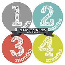 Load image into Gallery viewer, Months In Motion Gender Neutral Baby Month Stickers - Monthly Milestone Sticker for Boy or Girl - Infant Photo Prop for First Year - Shower Gift - Newborn Keepsakes - Unisex

