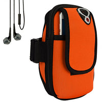 Sweatproof Orange Neoprene Fitness Pouch Armband with in-Ear Stereo Earphones Suitable for Nokia Smartphones Up to 6.4inches