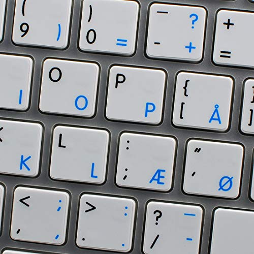 MAC NS Danish - English Non-Transparent Keyboard Decals White Background for Desktop, Laptop and Notebook
