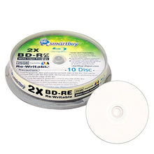 Load image into Gallery viewer, 10 Pack Smartbuy 2X 25GB Blue Blu-ray BD-RE Rewritable White Inkjet Hub Printable Blank Bluray Disc
