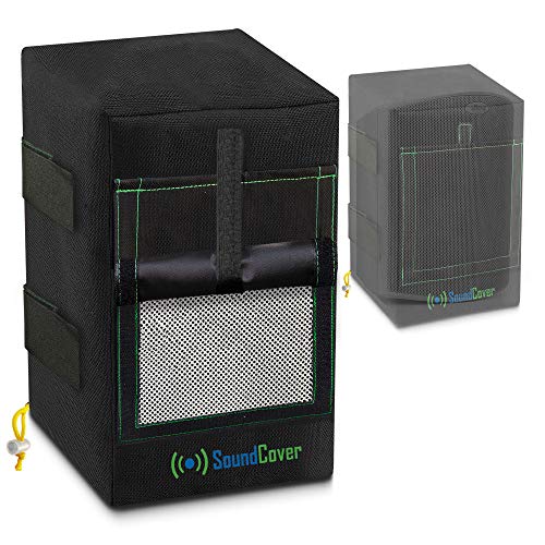 2 Black Waterproof Outdoor Speaker Covers for Outdoor Speakers fit Yamaha NS-AW194, Herdio 4 & Polk Audio Atrium 4 - Sound Flap Option & UV50+ Protection (MAX Size: H 9.85 x W 5.9 x D 6.9 Inch)