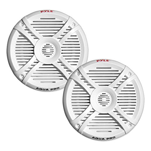 250 Watt Marine Speaker System - Water Resistant Dual 2 Way 6.5 Inch Outdoor Stereo Audio Sound Speakers w/ 65Hz-20kHz Frequency Response, Heavy Duty 35oz Magnet Structure - Pyle PLMRX67 (White, Pair)