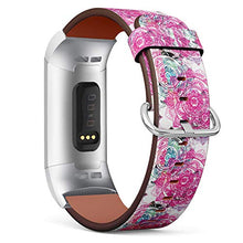 Load image into Gallery viewer, Replacement Leather Strap Printing Wristbands Compatible with Fitbit Charge 3 / Charge 3 SE - Mandala Ethnic Indian Drawing.

