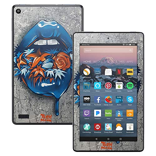 MightySkins Skin Compatible with Amazon Kindle Fire 7 (2017) - Blue Lips | Protective, Durable, and Unique Vinyl Decal wrap Cover | Easy to Apply, Remove, and Change Styles | Made in The USA