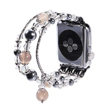 Load image into Gallery viewer, Newest Apple Watch 3/2/1 Replacement Band, Fashion Beaded Bracelet, Cool Birthday Wedding for Women Girls, Apple Watch Series 38mm/42mm (Gray - 38mm)
