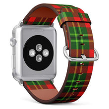 Load image into Gallery viewer, Compatible with Big Apple Watch 42mm, 44mm, 45mm (All Series) Leather Watch Wrist Band Strap Bracelet with Adapters (High Detailed Tartan Plaid)
