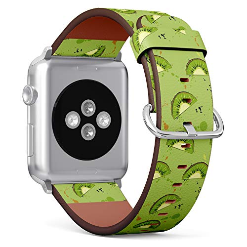 Q-Beans Watchband, Compatible with Big Apple Watch 42mm / 44mm, Replacement Leather Band Bracelet Strap Wristband Accessory // Kiwi Pattern