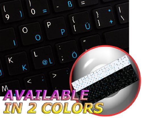 MAC NS German - English Non-Transparent Keyboard Labels Black Background for Desktop, Laptop and Notebook