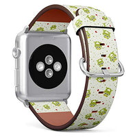 Compatible with Small Apple Watch 38mm, 40mm, 41mm (All Series) Leather Watch Wrist Band Strap Bracelet with Adapters (Frog Prince)