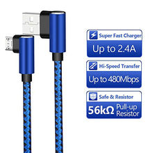 Load image into Gallery viewer, CTREEY Micro USB Cable, 90 Degree 3 Pack 10FT Long Premium Nylon Braided Android Fast Charger USB to Micro USB Charging Cable for Samsung Galaxy S7 Edge/S6/S5 (3 Pack 10FT Blue) (3x10ft)
