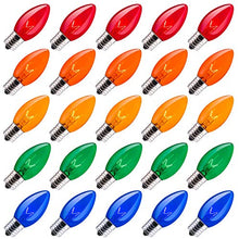 Load image into Gallery viewer, 25 Pack C9 Clear Replacement Bulbs for Christmas Lights, E17 C9 Intermediate Base Incandescent C9 Christmas Light Bulbs, 7 Watt, Multicolored
