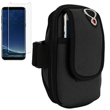 Load image into Gallery viewer, Sweatproof Black Neoprene Fitness Pouch Armband with Tempered Glass Screen Protector for Samsung Galaxy S8+ 6.2&quot;
