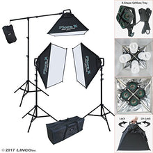 Load image into Gallery viewer, Linco Lincostore Continuous Photography Video Studio 3 Softbox Boom Stand Digital Video Hair Lighting AM170 W/ 12 Light Bulb
