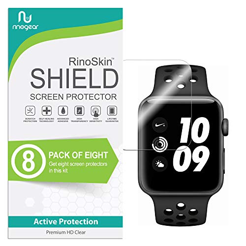 (8-Pack) Apple Watch 42mm Screen Protector (Series 3 2 1) RinoGear Case Friendly iWatch Screen Protector for Apple Watch Series 3 42mm Accessory Clear Film