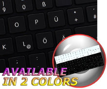 Load image into Gallery viewer, MAC NS German Non-Transparent Keyboard Stickers Black Background for Desktop, Laptop and Notebook
