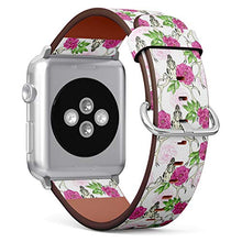 Load image into Gallery viewer, Compatible with Small Apple Watch 38mm, 40mm, 41mm (All Series) Leather Watch Wrist Band Strap Bracelet with Adapters (Deer Skull Beautiful Peonies)
