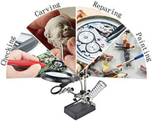 Load image into Gallery viewer, Beileshi 2.5X 7.5X 10X LED Light Helping Hands Magnifier Soldering Station,Magnifying Glass Stand with Auxiliary Clamp and Alligator Clips
