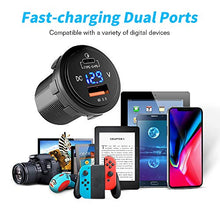 Load image into Gallery viewer, MICTUNING 36W Fast PD USB-C Car Charger with USB Quick Charge 3.0 and Type C Charger Socket with LED Digital Voltmeter Compatible with iPhone Pixel Samsung
