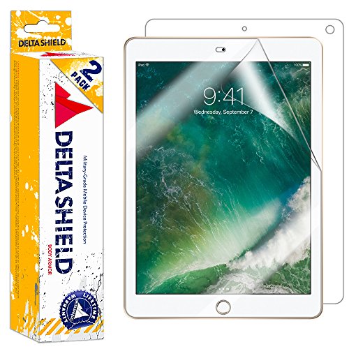 DeltaShield Full Body Skin for Apple iPad (9.7 inch, 2018 Version)(2-Pack)(Screen Protector Included) Front and Back Protector BodyArmor Non-Bubble Military-Grade Clear HD Film
