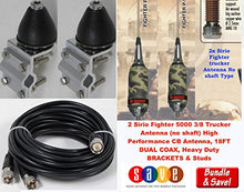Load image into Gallery viewer, 2 Sirio Fighter 5000 3/8 Ns No Shaft Trucker Antenna, 18 Ft Dual Coax, Brackets &amp; Studs
